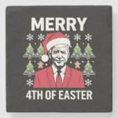 Joe Biden Weihnachtsfeier Weihnachtsmannmütze Merr Steinuntersetzer (Vorderseite)