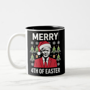 Joe Biden Weihnachtsfeier Weihnachtsmannmütze Merr Zweifarbige Tasse
