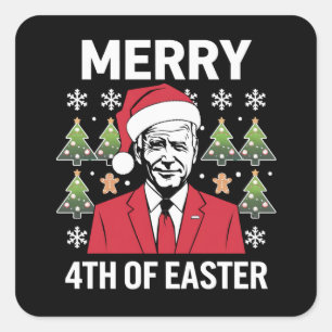 Joe Biden Weihnachtsmann Merry 4th Of Ostern Quadratischer Aufkleber