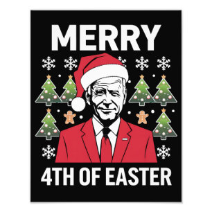 Joe Biden Weihnachtsmann Mütze Frohe 4. Ostern  Fotodruck