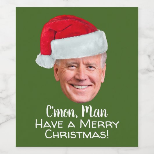 Joe Biden Weihnachtsmannmütze C'mon Man - Frohe We Weinetikett (Einzelnes Label)