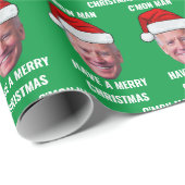 Joe Biden Weihnachtsmannmütze C'mon Man Green Chri Geschenkpapier (Rolleneckpunkt)