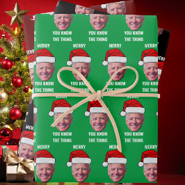 Joe Biden Weihnachtsmannmütze Sie kennen die Sache Geschenkpapier Set