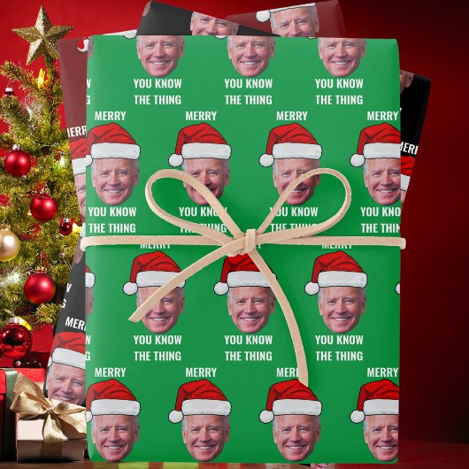 Joe Biden Weihnachtsmannmütze Sie kennen die Sache Geschenkpapier Set