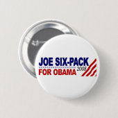Joe Sechs-Satz für Obama 2008 Button (Vorne & Hinten)