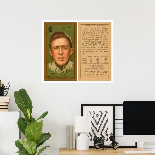 Joe Tinker Cubs Baseball 1911 Poster (Heimbüro)