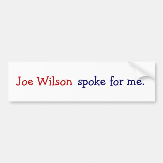 Joe Wilson sprach für mich Autoaufkleber (Vorne)