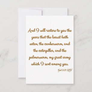 Joel 2:25 KJV Bible Verse Christliche Schrift Karte