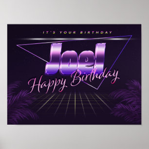 Joel Vorname lila retro Poster Geburtstag
