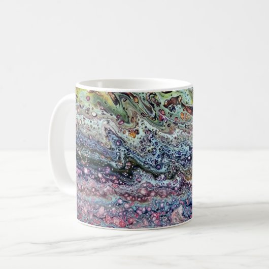 Joe's Abstrakte Kunst - Lila Waves - Kaffeekuppen Kaffeetasse (Vorderseite Links)