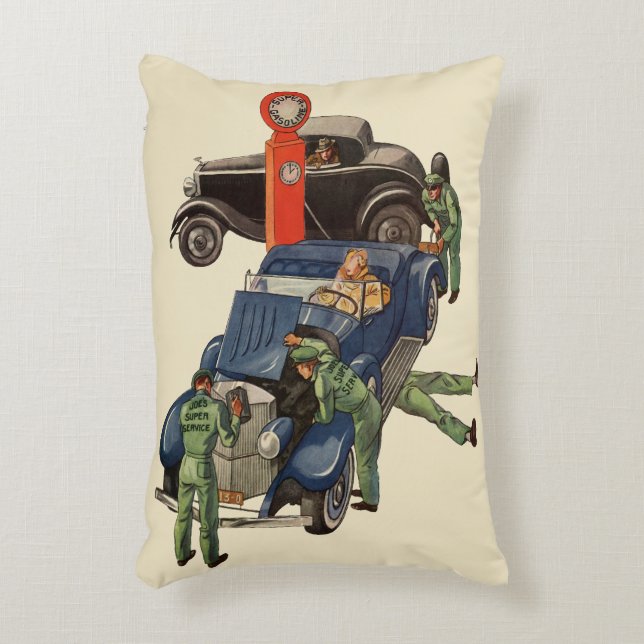 Joe's Full Service Gas Station, Vintages Geschäft Dekokissen (Vorderseite(Vertikal))