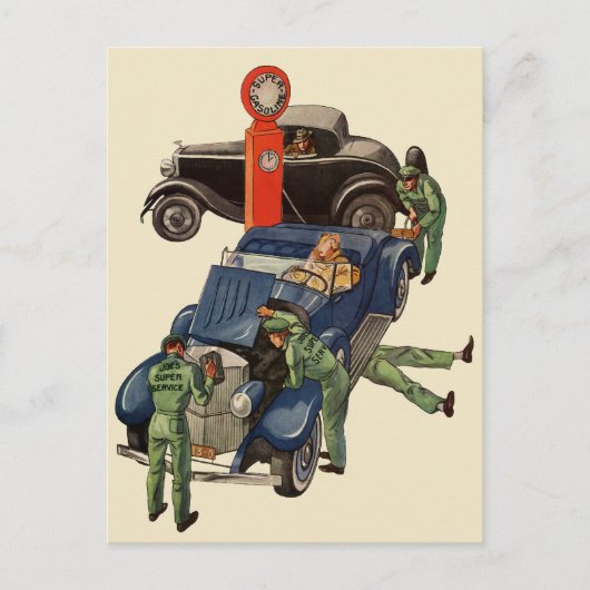 Joe's Full Service Gas Station, Vintages Geschäft Postkarte (Vorderseite)