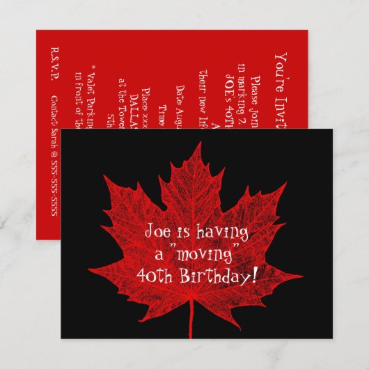 Joe's Maple Leaf Einladung (Vorne/Hinten)