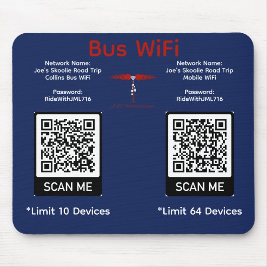 Joe's Road Trip Collins Bus WiFi-Mauspad Mousepad (Vorne)