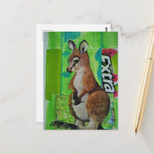 Joey im Junk Journal Mixed Media Collage Postkarte