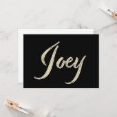 Joey Name white gold Handwriting Karte (Vorderseite/Rückseite Beispiel)