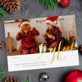 Joful Christmas Family Foto Modernes Drehbuch Folieneinladung
