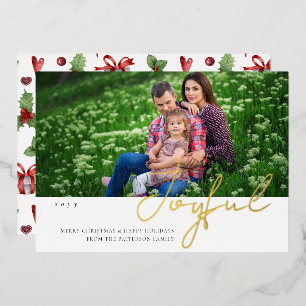 Joful Christmas Family Foto Modernes Drehbuch Folieneinladung
