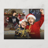 Joful Gold Glitzer Foto Weihnachtsfeiertage Postkarte (Vorderseite)