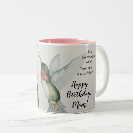 Joful Hummingbird Mama Birthday Watercolor Zweifarbige Tasse (VorderseiteRechts)