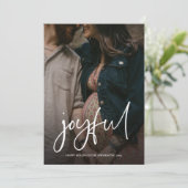 Joful Modern Christmas Handwriting Script Foto Feiertagskarte (Stehend Vorderseite)