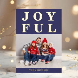 Joful Modern Navy Blue Foto Weihnachten Gold Folien Feiertagskarte