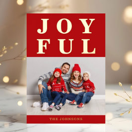 Joful Modern Red Foto Weihnachten Gold Folien Feiertagskarte