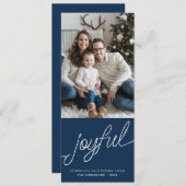 Joful Modern Script Blue Foto Tall Weihnachten (Vorne/Hinten)