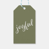 Joful Script Olive Green Moderner Urlaub Geschenkanhänger (Rückseite)