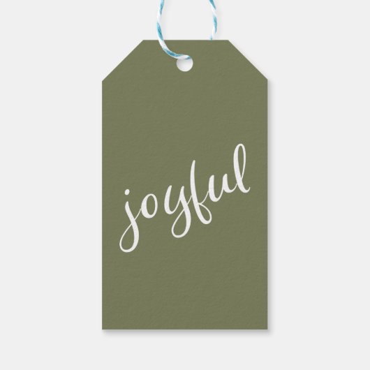 Joful Script Olive Green Moderner Urlaub Geschenkanhänger (Rückseite)