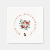 Joful Vibe Weihnachten Blume & rote Äpfel Bouquet Serviette (Vorderseite)