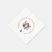 Joful Vibe Weihnachten Blume & rote Äpfel Bouquet Serviette (Ecke)