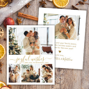 Joful wünscht Gold Script 4 Foto Weihnachtskarte