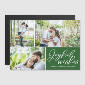 Joful wünscht Green 3 Foto Weihnachts-Magnet-Karte Magnetkarte (Vorne/Hinten)
