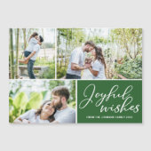 Joful wünscht Green 3 Foto Weihnachts-Magnet-Karte Magnetkarte (Vorderseite)