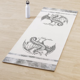 Jogalmatte aus grauem und weißem Wilddrachen Yogamatte