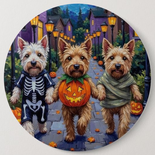 Jogge in Halloween-Kostümen Button (Vorderseite)