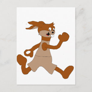 Joggen Cartoon Rabbit Postkarte