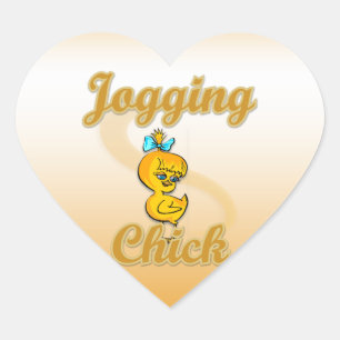Joggen Chick Herz-Aufkleber