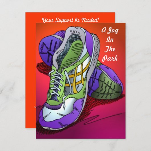 Joggen führt Einladungen in Rot-Orange aus, um zu  (Vorne/Hinten)