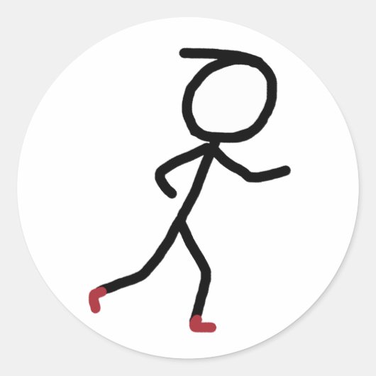 Joggen Stickman Runder Aufkleber (Vorderseite)