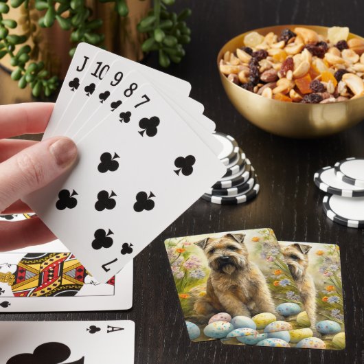 Jogger-Hund mit Ostereiern Spielkarten (In Situ)