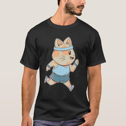 Jogging Katze T-Shirt (Vorderseite)