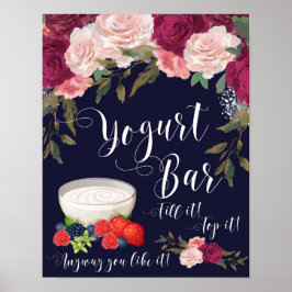 Jogurt Bar signieren Hochzeitsnacht Rosa Blütenblu Poster