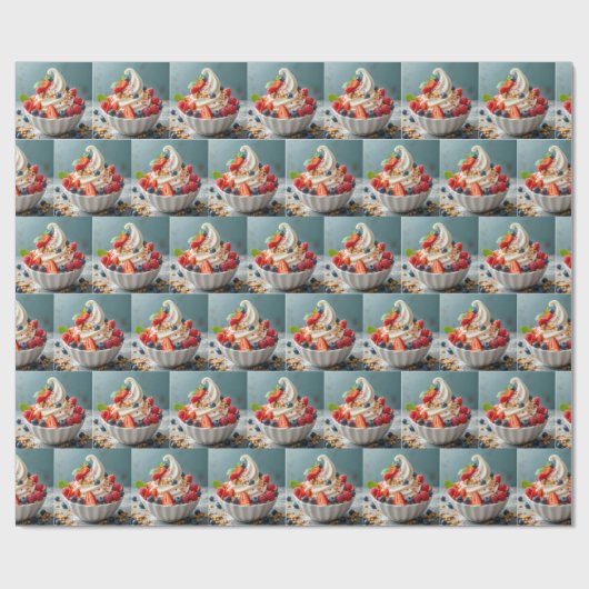 Jogurt, gefroren, mit Bereren und Granola Geschenkpapier (Flach)