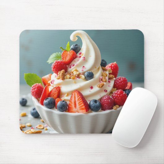 Jogurt, gefroren, mit Bereren und Granola Mousepad (Mit Mouse)