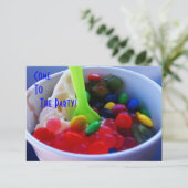 Jogurt und Fixins helle Farbsüßigkeit laden ein Einladung (Stehend Vorderseite)