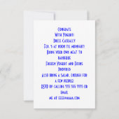 Jogurt und Fixins helle Farbsüßigkeit laden ein Einladung (Rückseite)