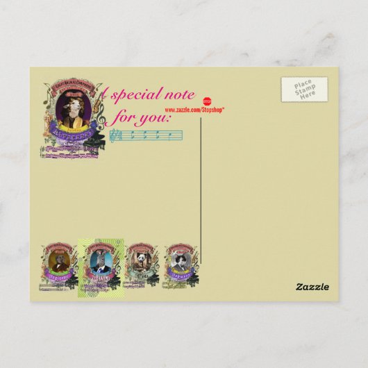 Johann Alpacabel Alpaca Animal Composer Pachelbel Postkarte (Rückseite)