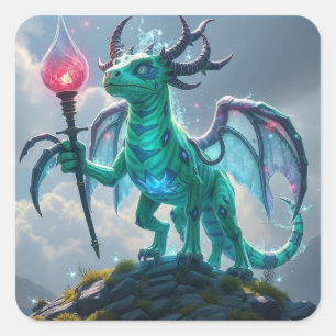 Johann, der Blitzdrache Quadratischer Aufkleber
